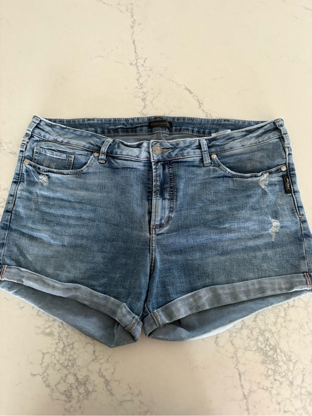 Silver Jeans Light Blue Denim Cuffed Shorts